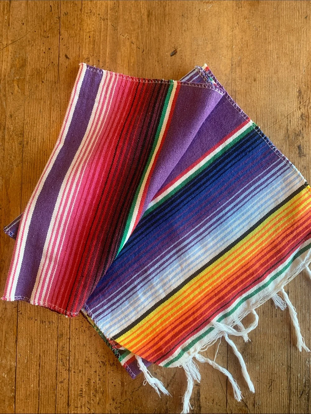 Vibrant Striped Table Runner and Napkin Set - Purple Multicolor
